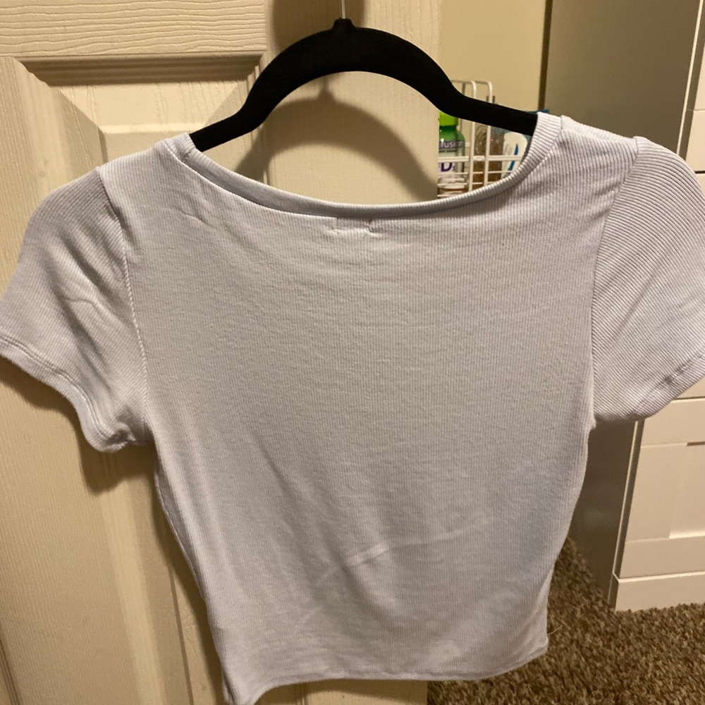 Garage Light Blue Crop Top Tee Shirt